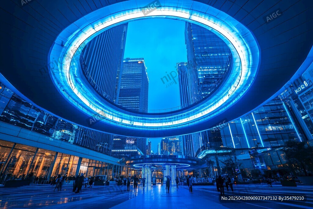 環(huán)形建筑下的都市夜景