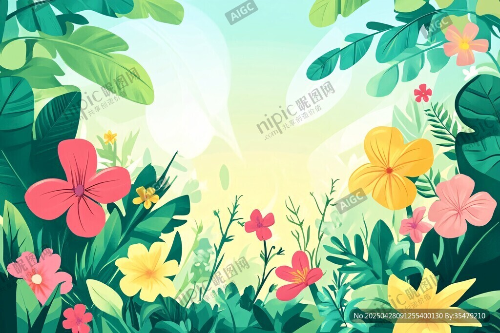 春日爛漫花卉植物風(fēng)景圖