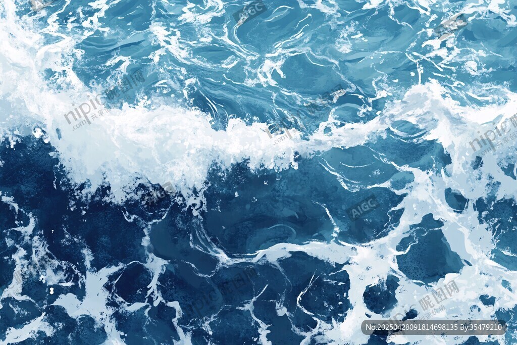 藍色海浪涌動的美麗瞬間