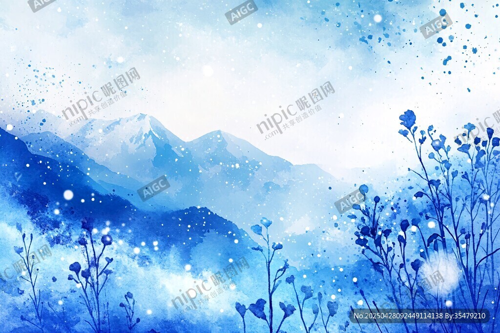 夢(mèng)幻藍(lán)調(diào)山水花卉美景