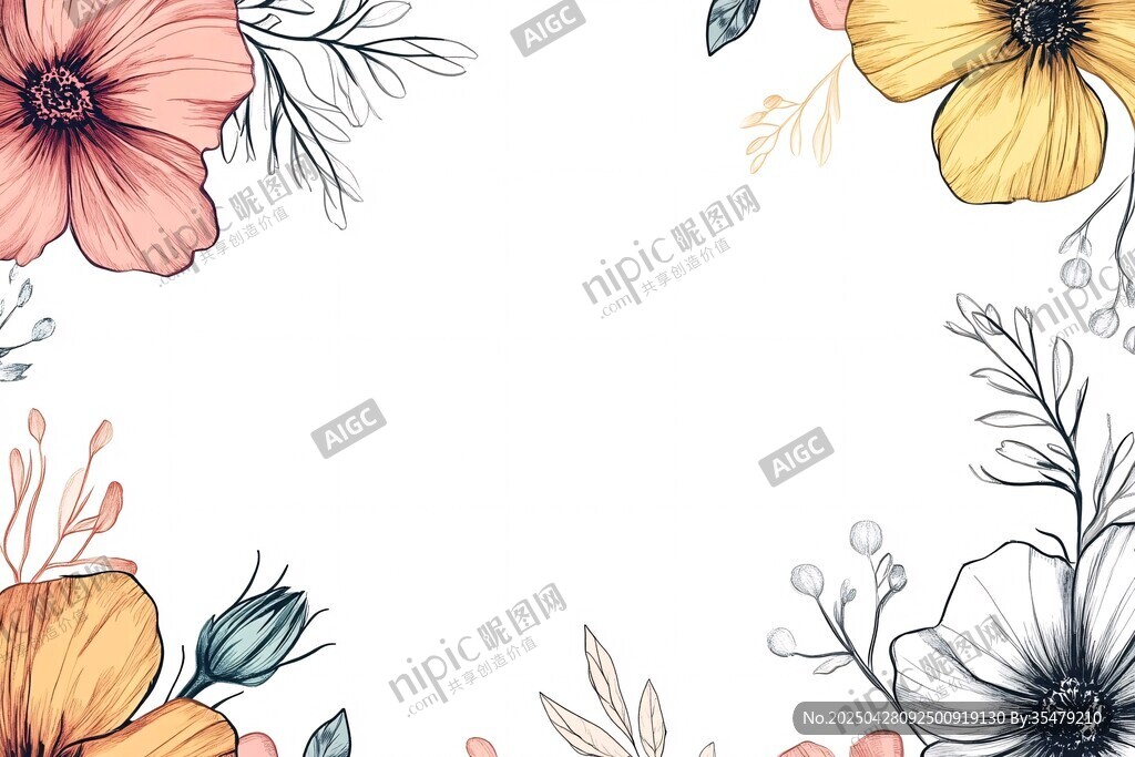 花卉邊框插畫