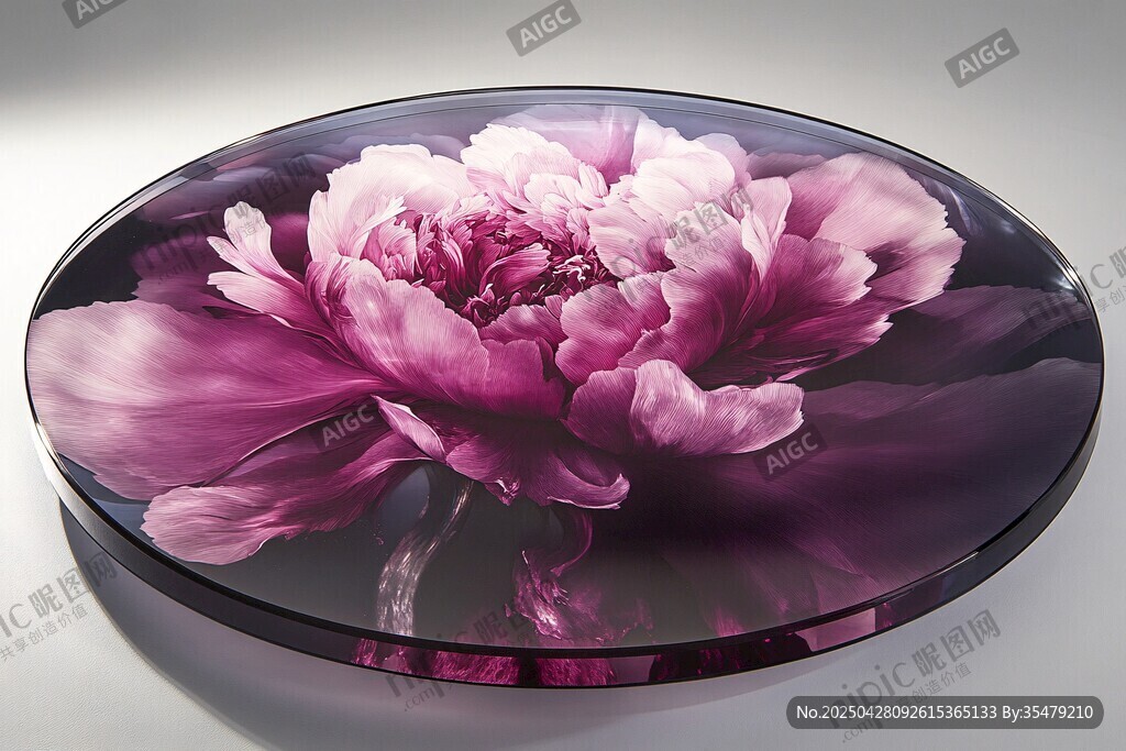 圓形牡丹花紋藝術(shù)桌面