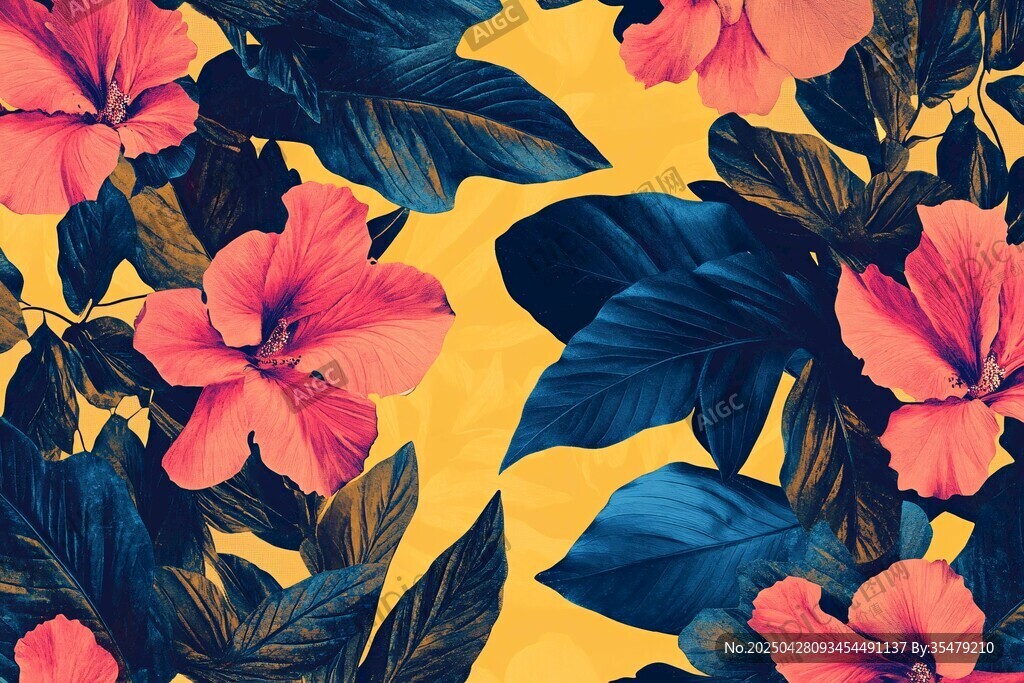 熱帶花卉圖案背景設計