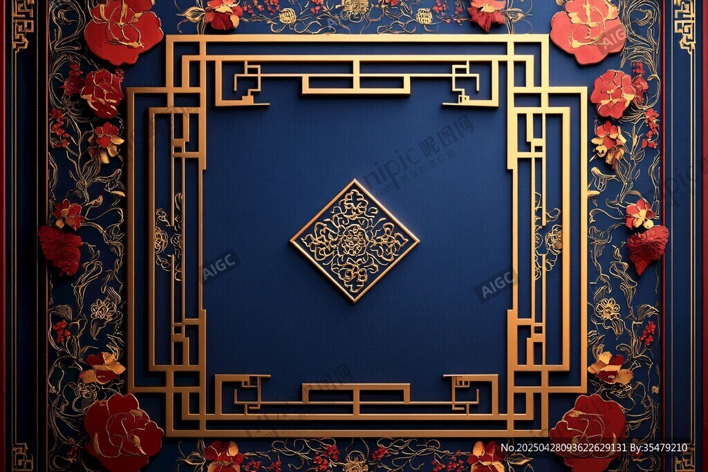 中式古典華麗邊框裝飾圖