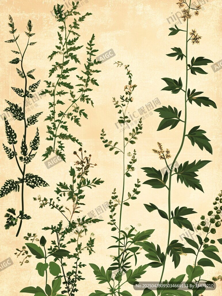 復古風植物插畫