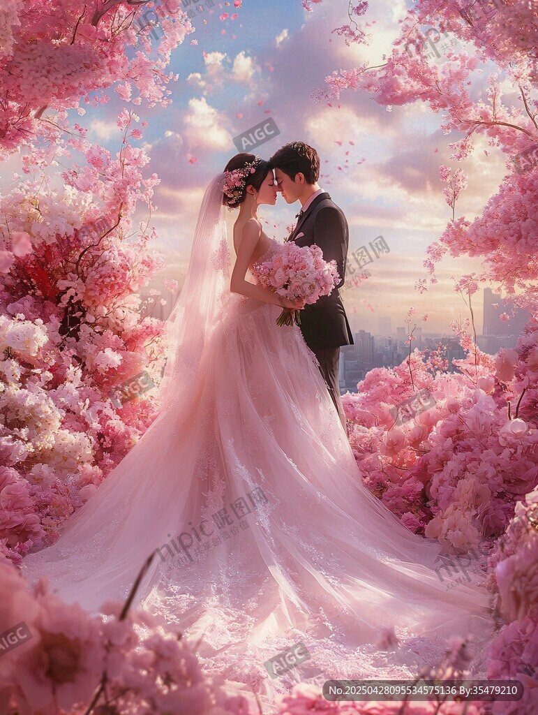 夢幻櫻花下的浪漫婚禮