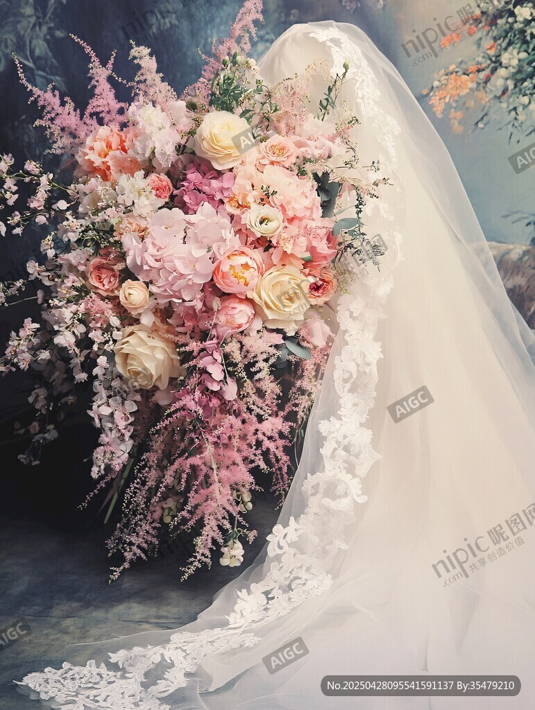 夢(mèng)幻婚紗與繽紛花卉組合