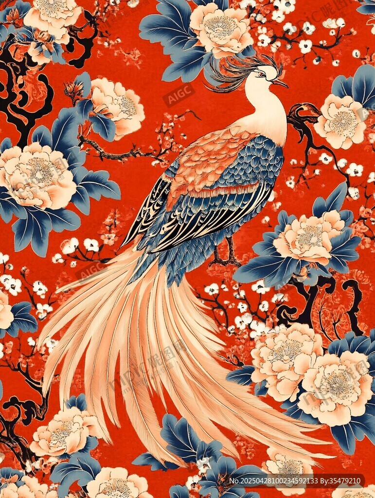 鳳凰牡丹圖