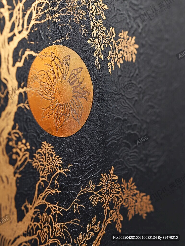 黑金中式花紋裝飾藝術圖