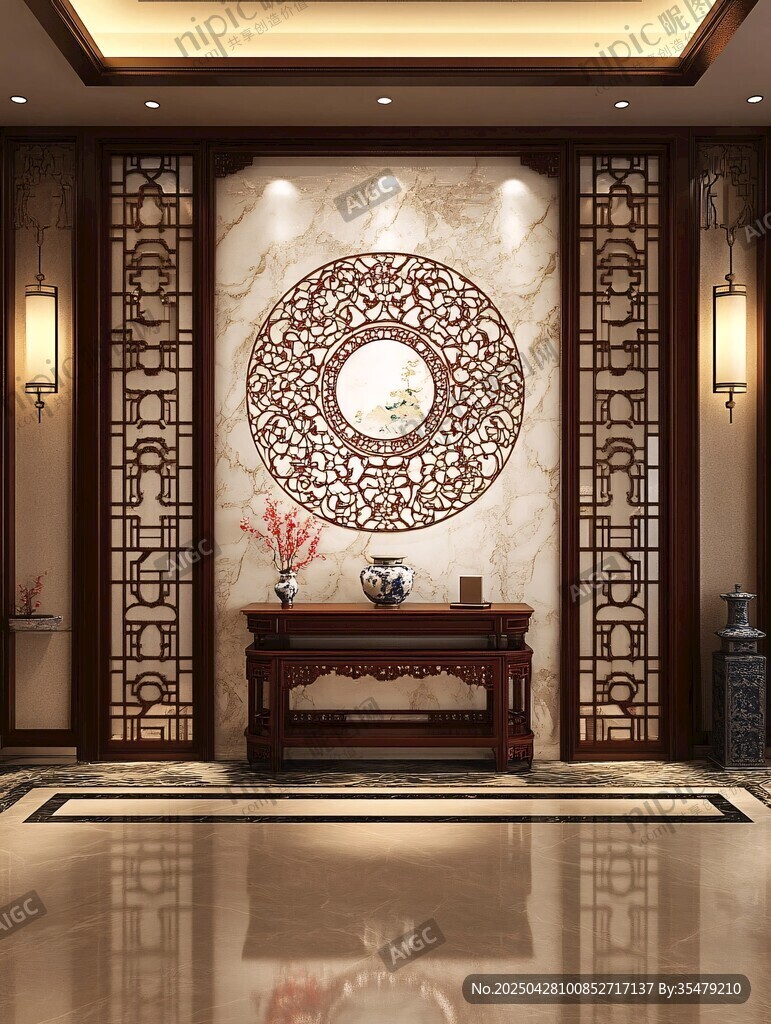 中式典雅玄關(guān)裝飾設(shè)計