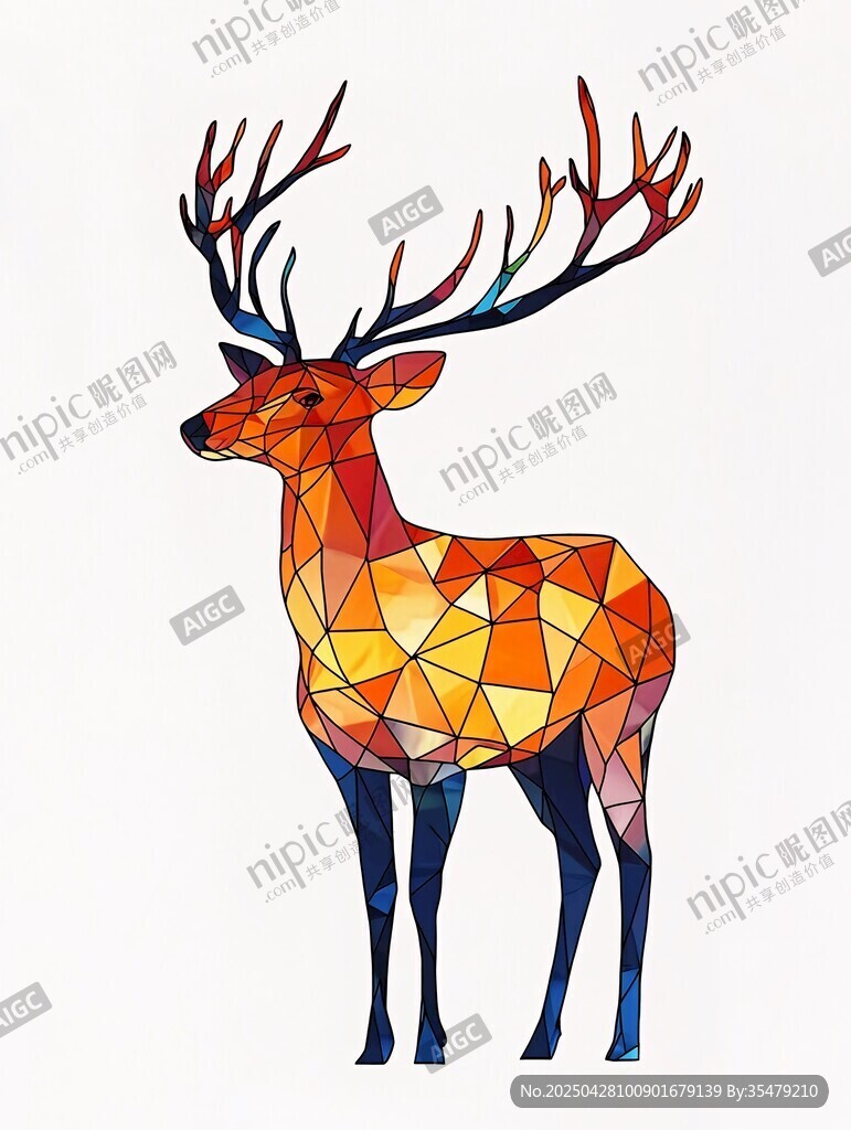 彩色幾何風(fēng)麋鹿插畫(huà)