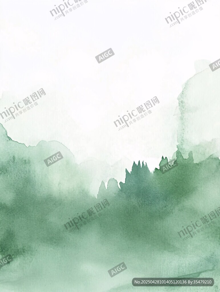 水墨青山間 綠意朦朧景