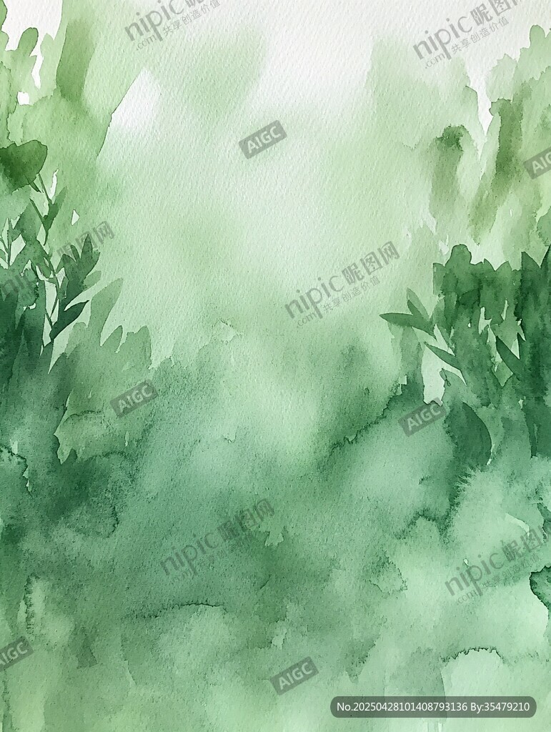 清新綠調(diào)水彩植物背景圖