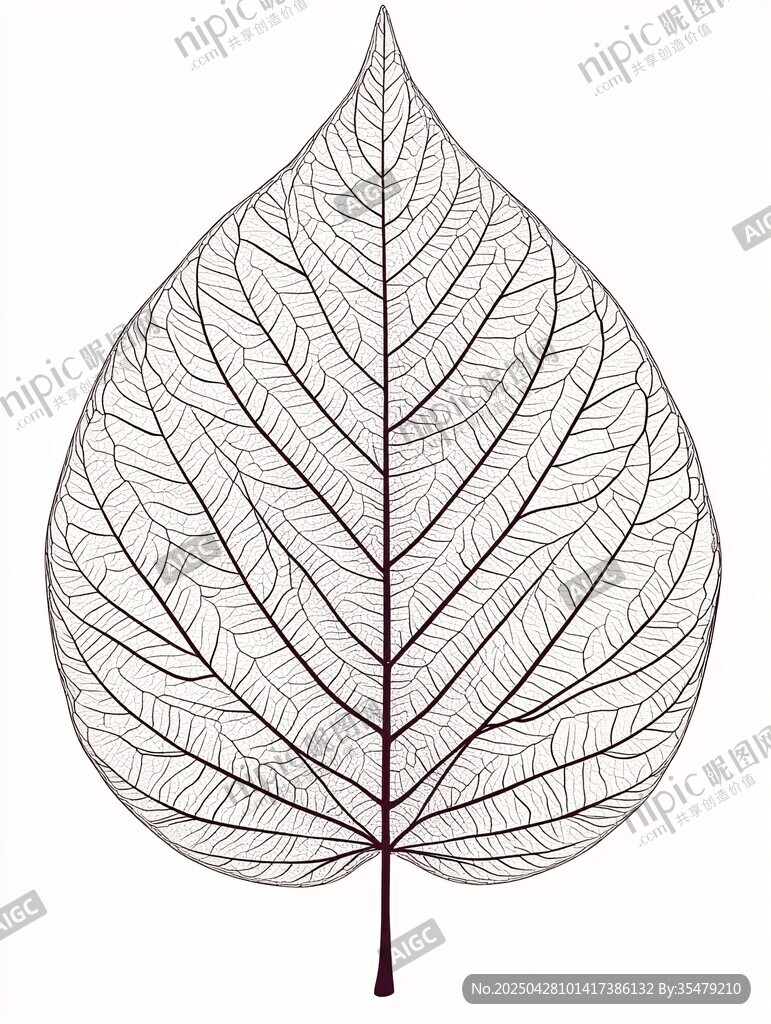 簡(jiǎn)約葉脈線條葉片插畫