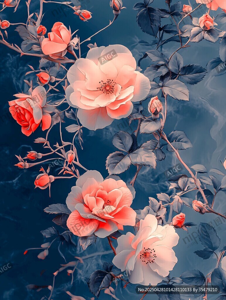 復(fù)古風綻放的柔美月季花