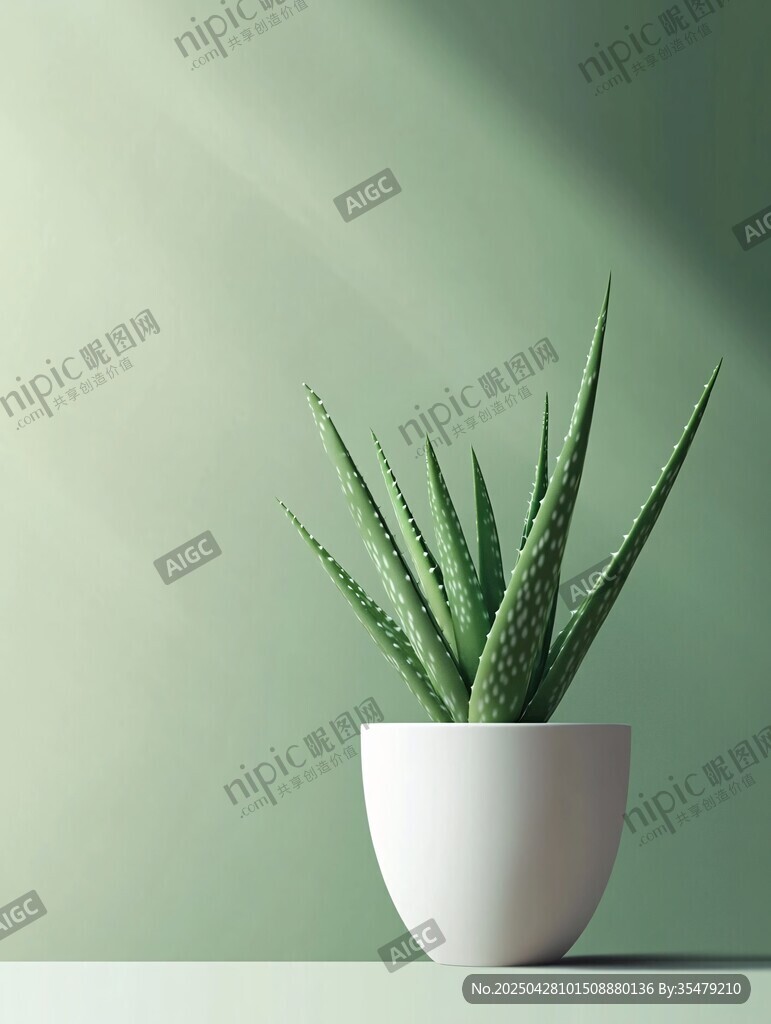 简约白盆中的翠绿芦荟 简约白盆中的翠绿芦荟