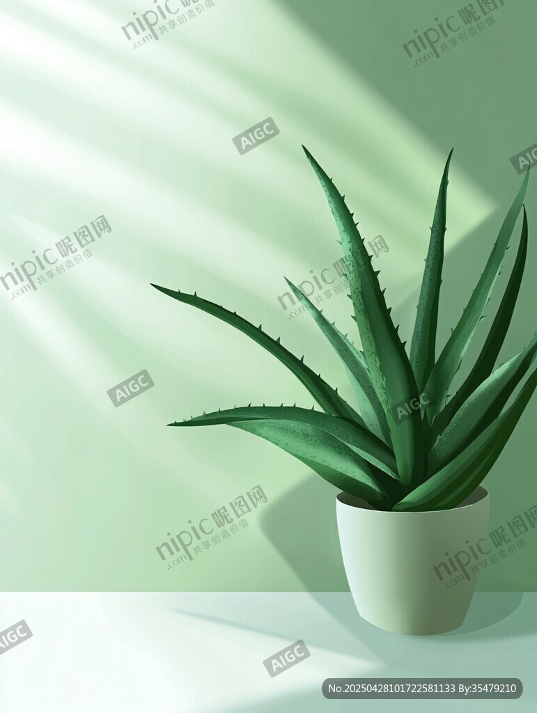 窗邊蘆薈盆栽清新小景