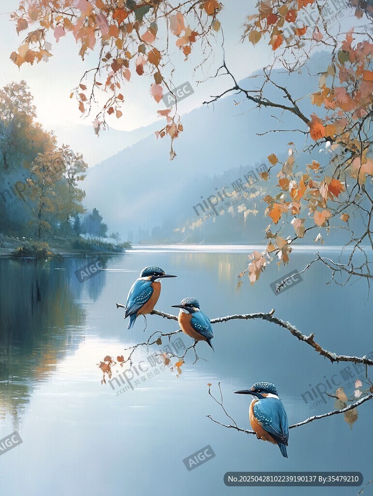 湖畔翠鳥賞秋景