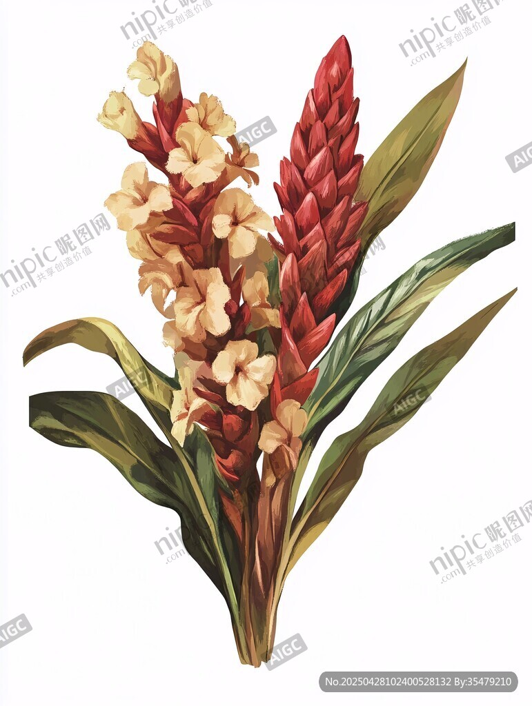 復(fù)古風(fēng)手繪美麗花卉植物