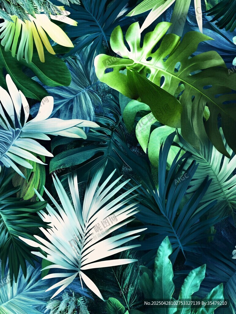 熱帶植物繁茂的自然圖景