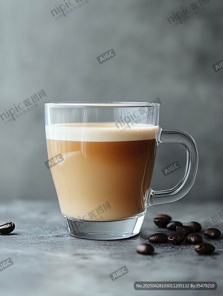 玻璃杯中香醇的拿鐵咖啡