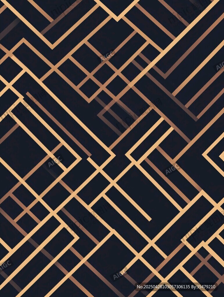 黑金幾何線條無縫圖案