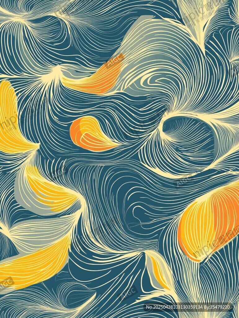 夢幻波紋中的多彩葉片圖案