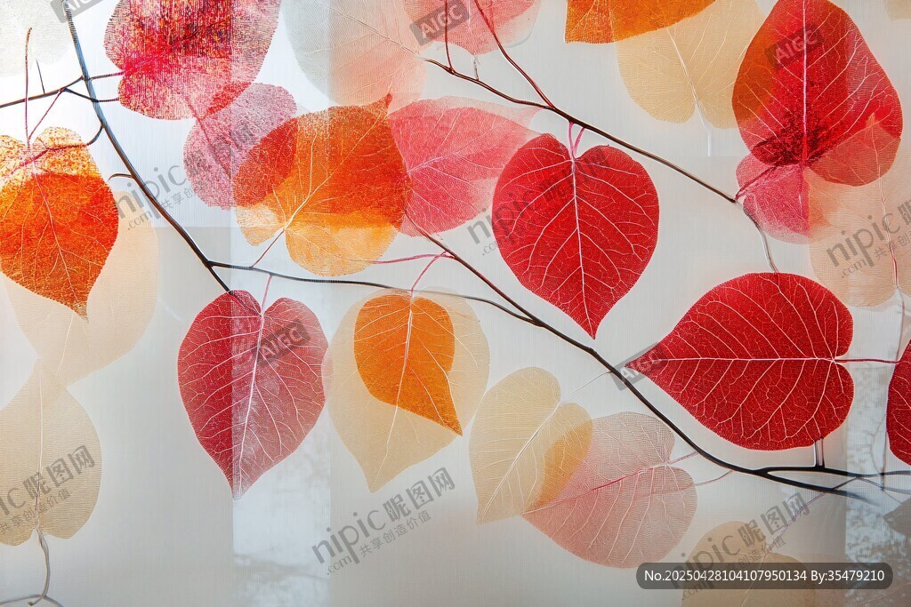 秋日夢幻紅葉藝術畫面