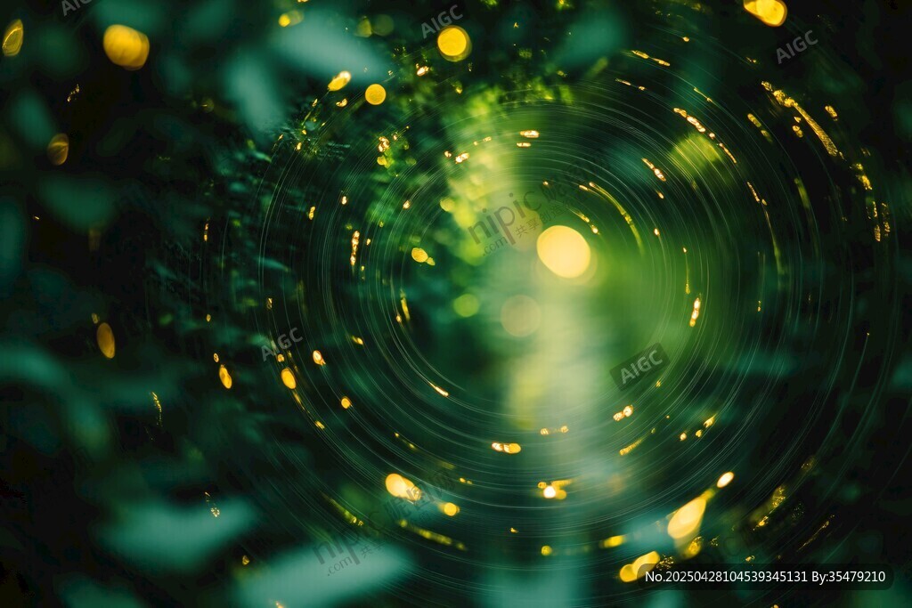 夢幻綠光粒子漩渦背景