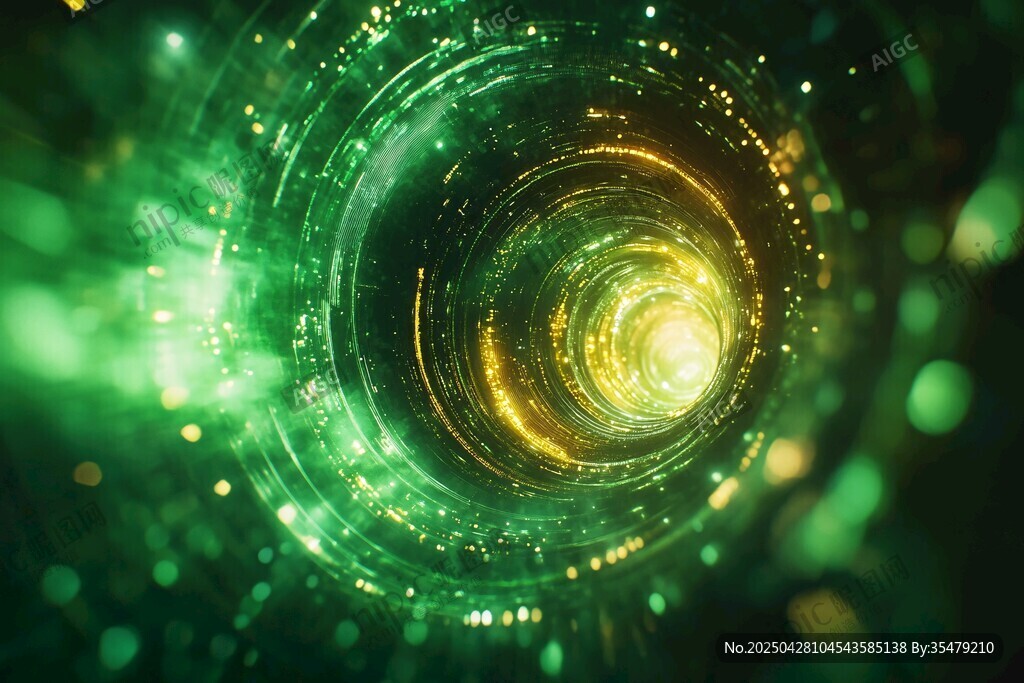 炫彩綠色宇宙漩渦光影