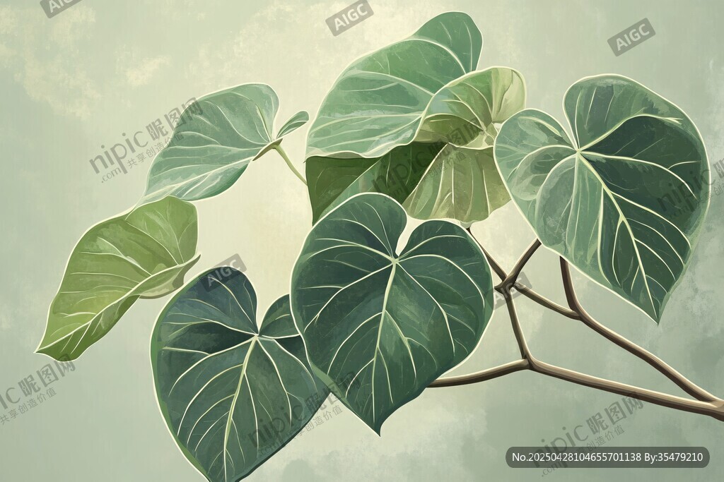 心形葉片的植物特寫