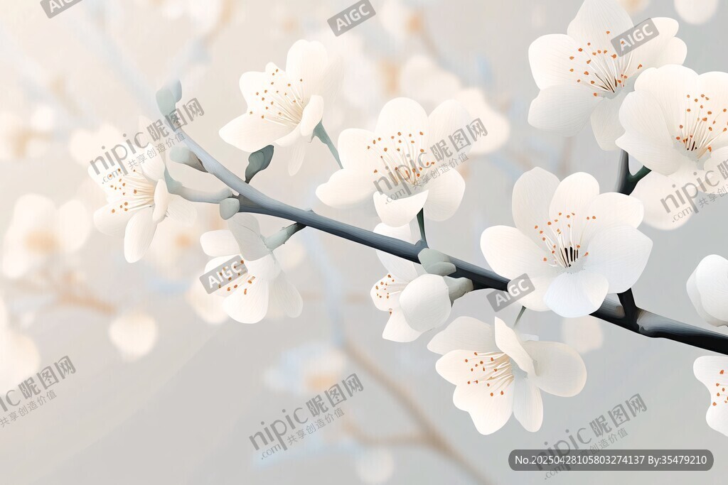 春日綻放的潔白花朵