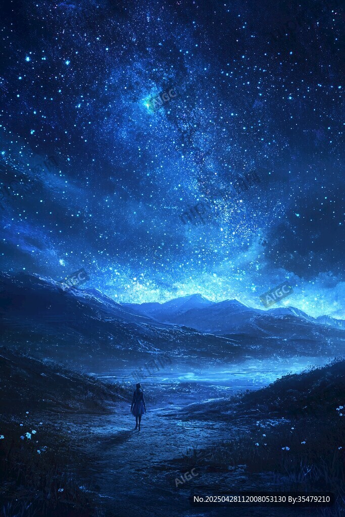 漫步星河下的孤獨旅人
