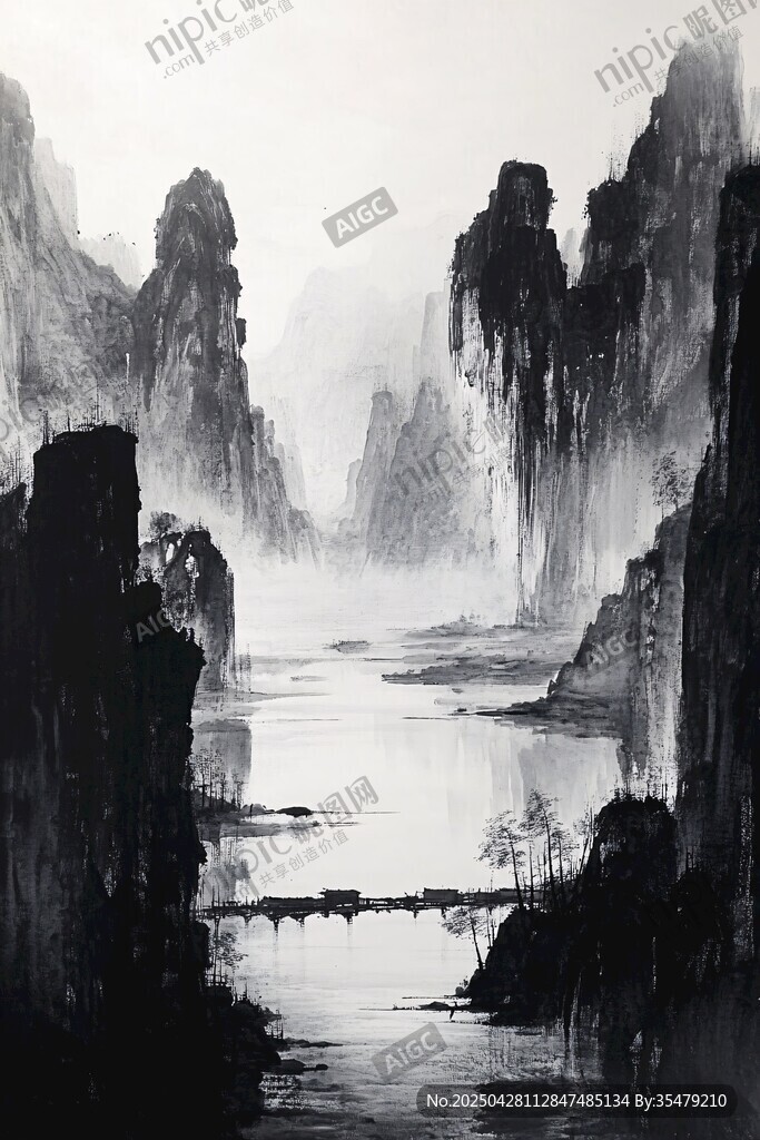 水墨山水意境圖