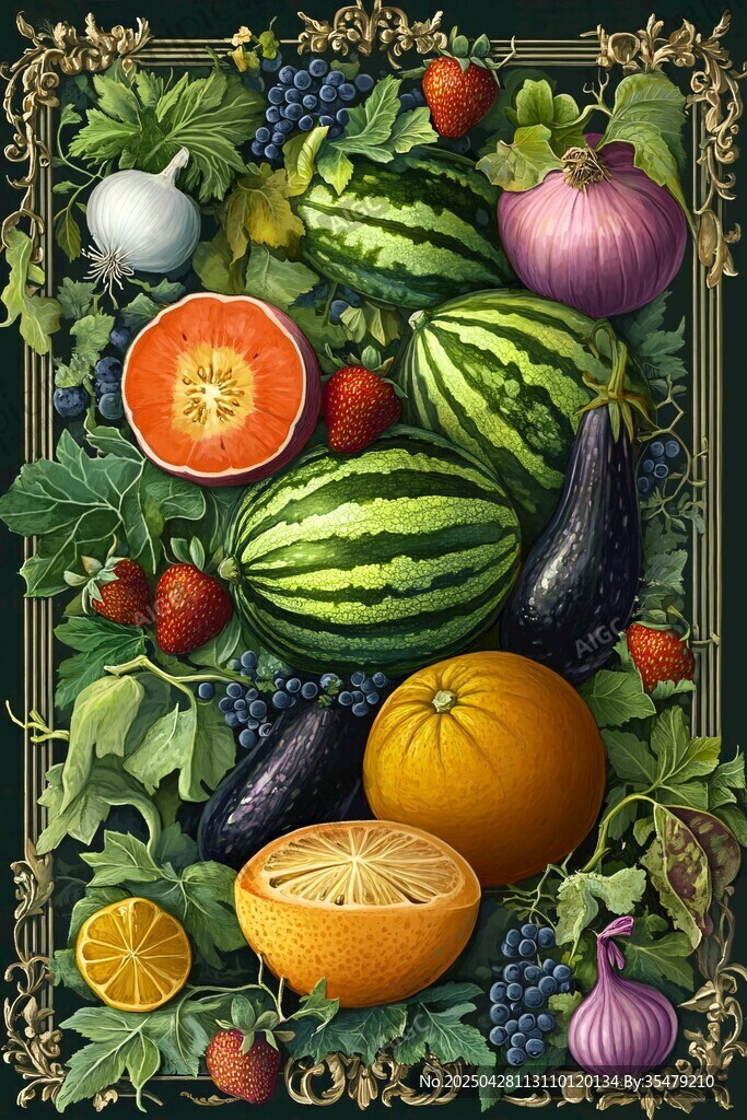 繽紛果蔬插畫圖