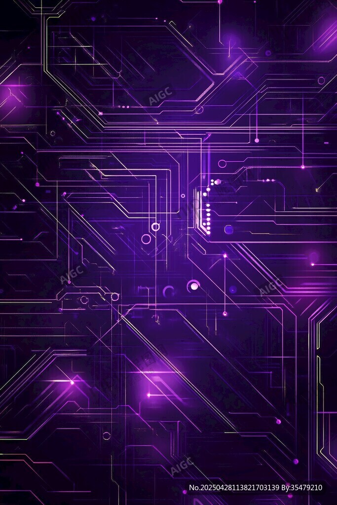 紫色炫酷科技電路背景圖