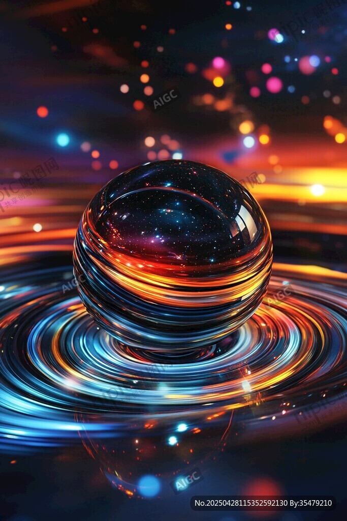 夢幻炫彩水晶球與光影波紋