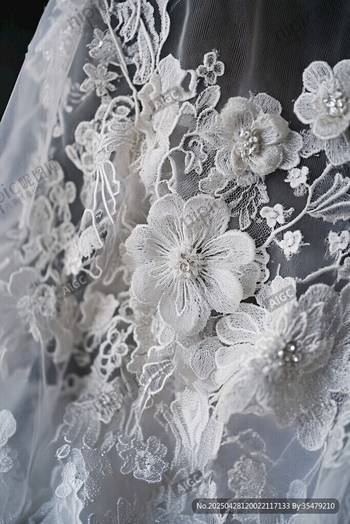 精致蕾絲婚紗花朵刺繡