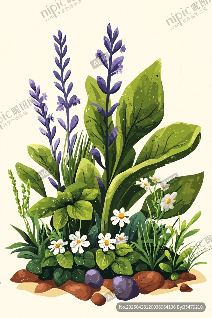 薰衣草與雛菊的清新小景