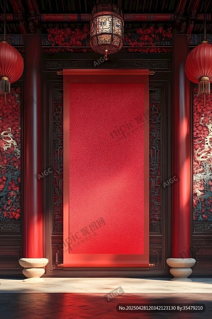 中式紅門燈籠傳統(tǒng)場景