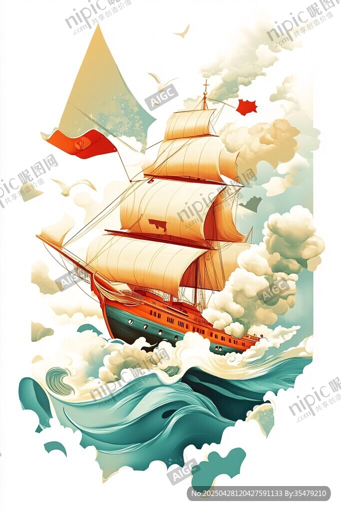 揚(yáng)帆起航的壯麗船只