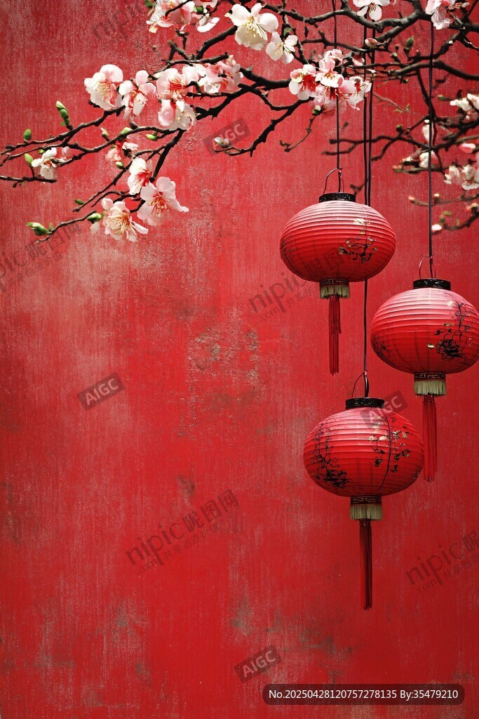 紅墻掛燈籠 繁花添春意