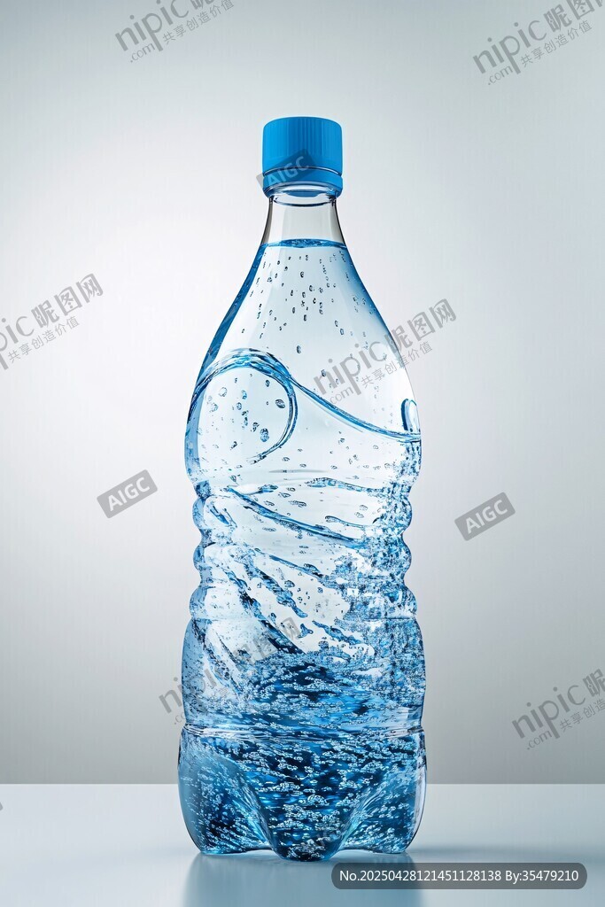 藍(lán)色瓶裝水的清新質(zhì)感