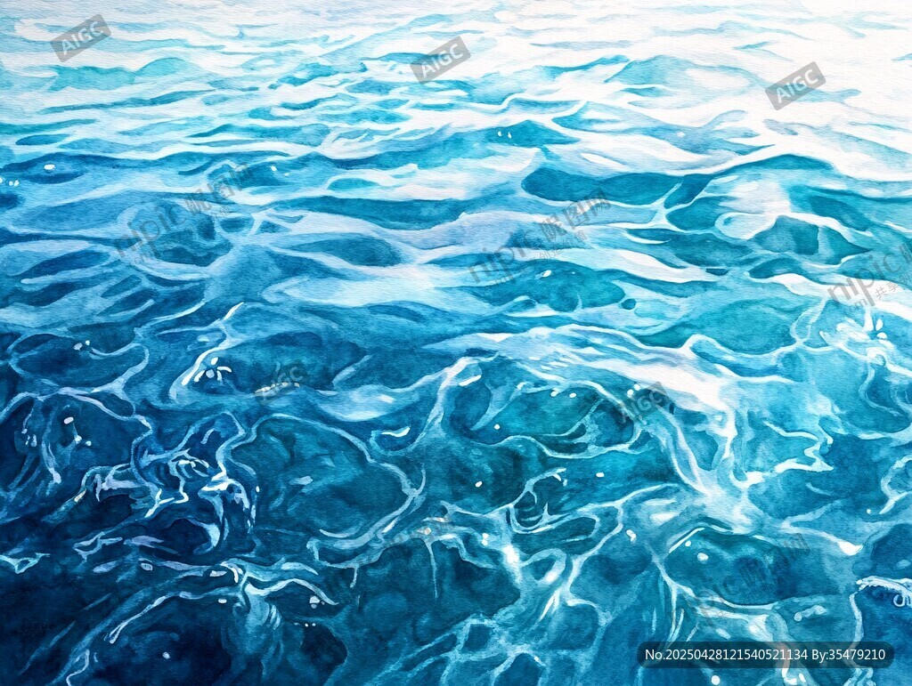 波光粼粼的藍(lán)色海水