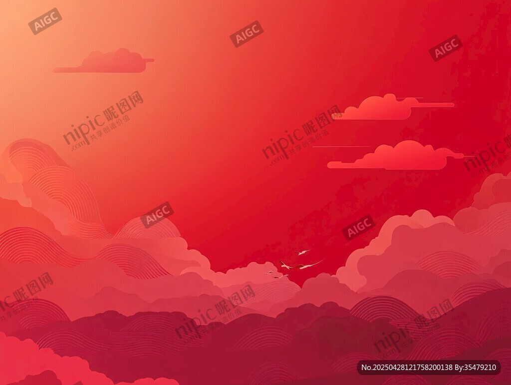 紅色云海間的夢(mèng)幻天空