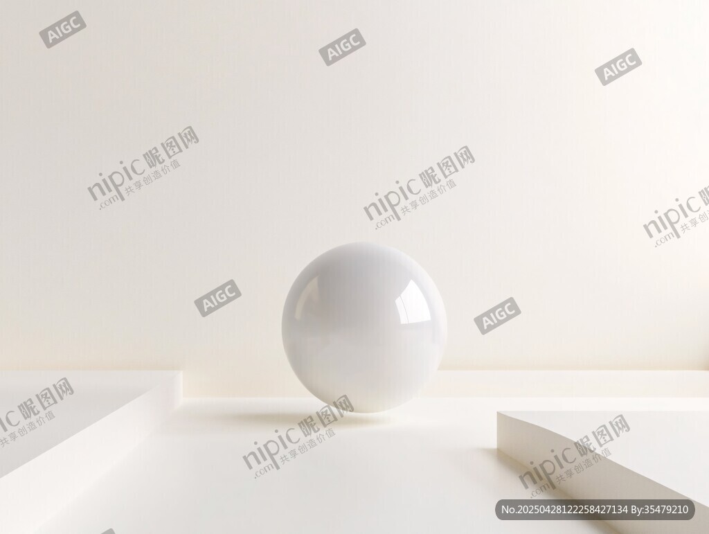 白色圓球置于簡約空間