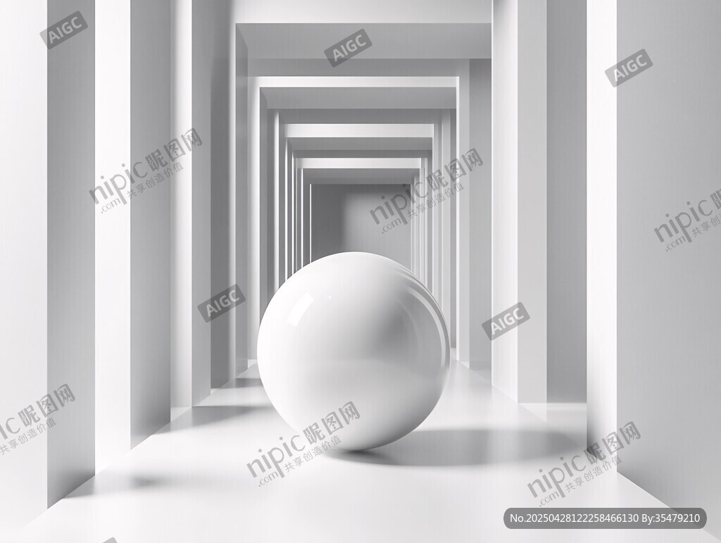 白色通道中的簡(jiǎn)約圓球