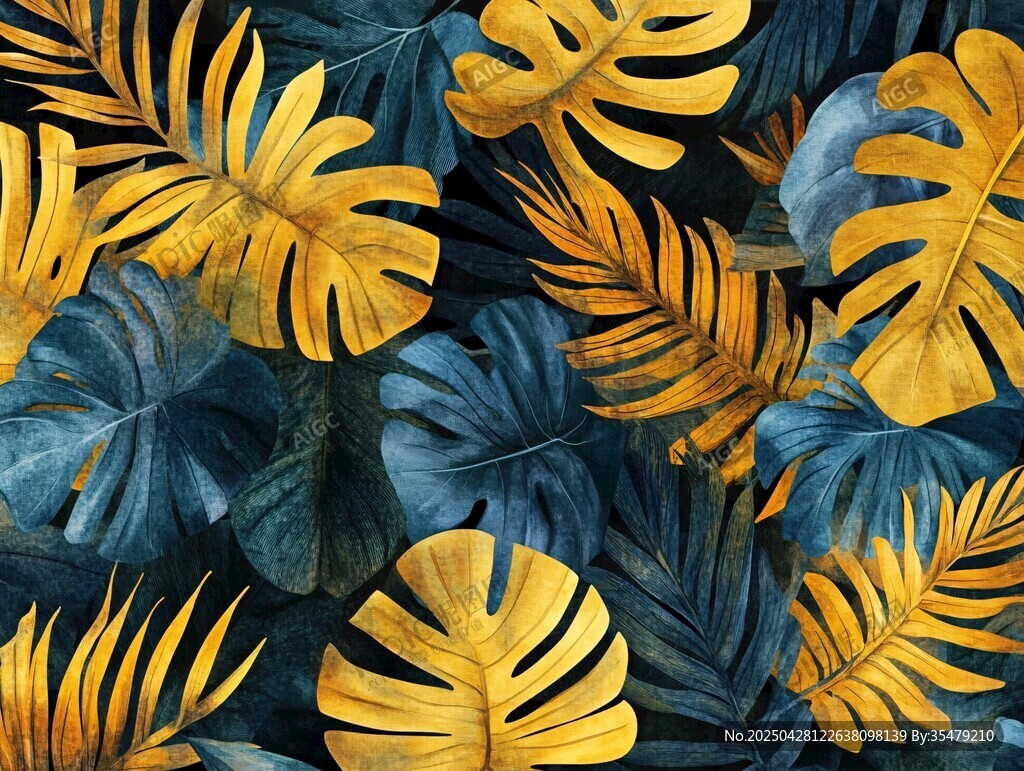 熱帶風(fēng)情植物水彩圖案