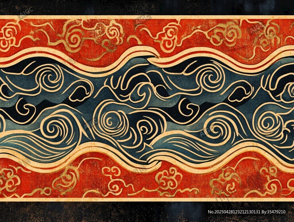 中式傳統(tǒng)海浪祥云紋圖案