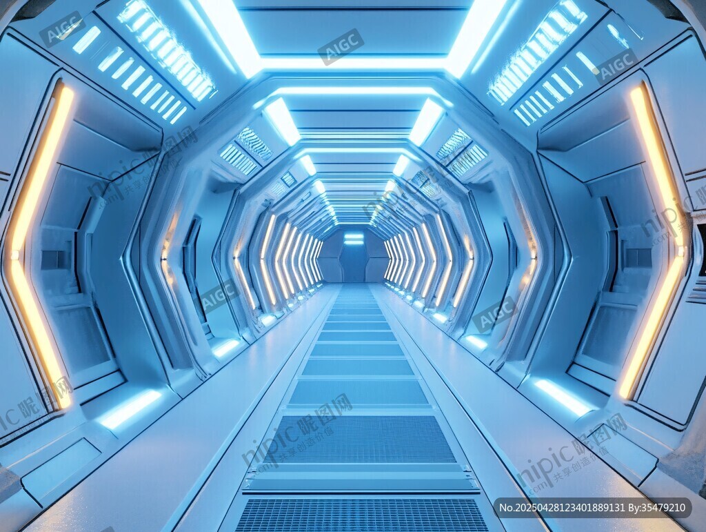 未來科幻風的太空通道